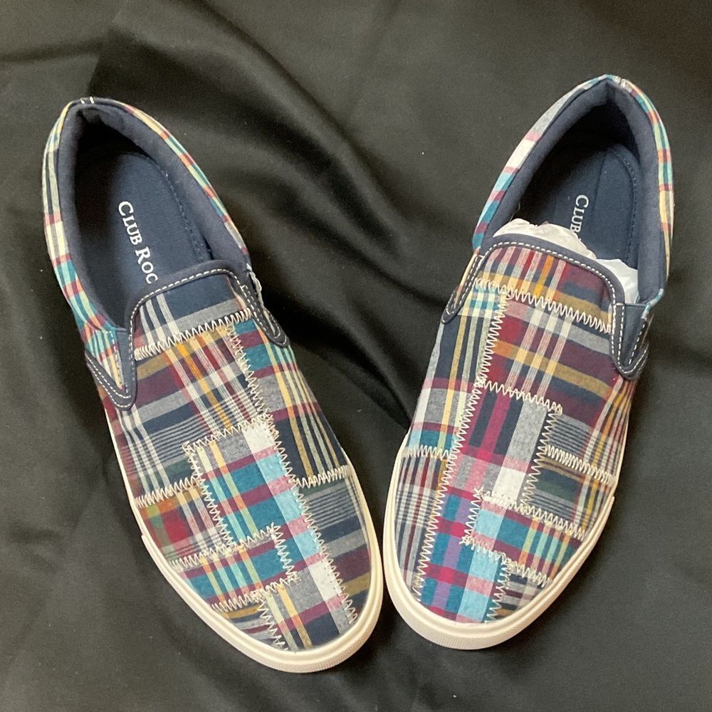 Club Room Men's Colorful Plaid Slip-On Loafers